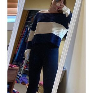 Navy and white aerie sweater